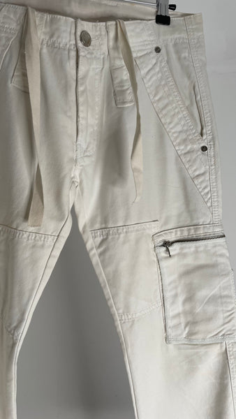 White Cargo Zip Jeans L