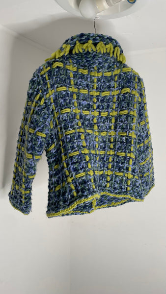 Lime Blue Knots Sweater M/L