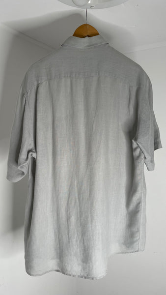 Grey Linen Pocket Top L