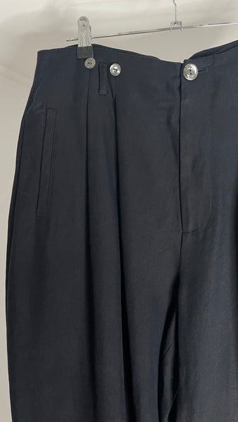 Silk Navy Trousers L