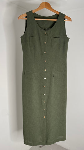 Green Button Dress M