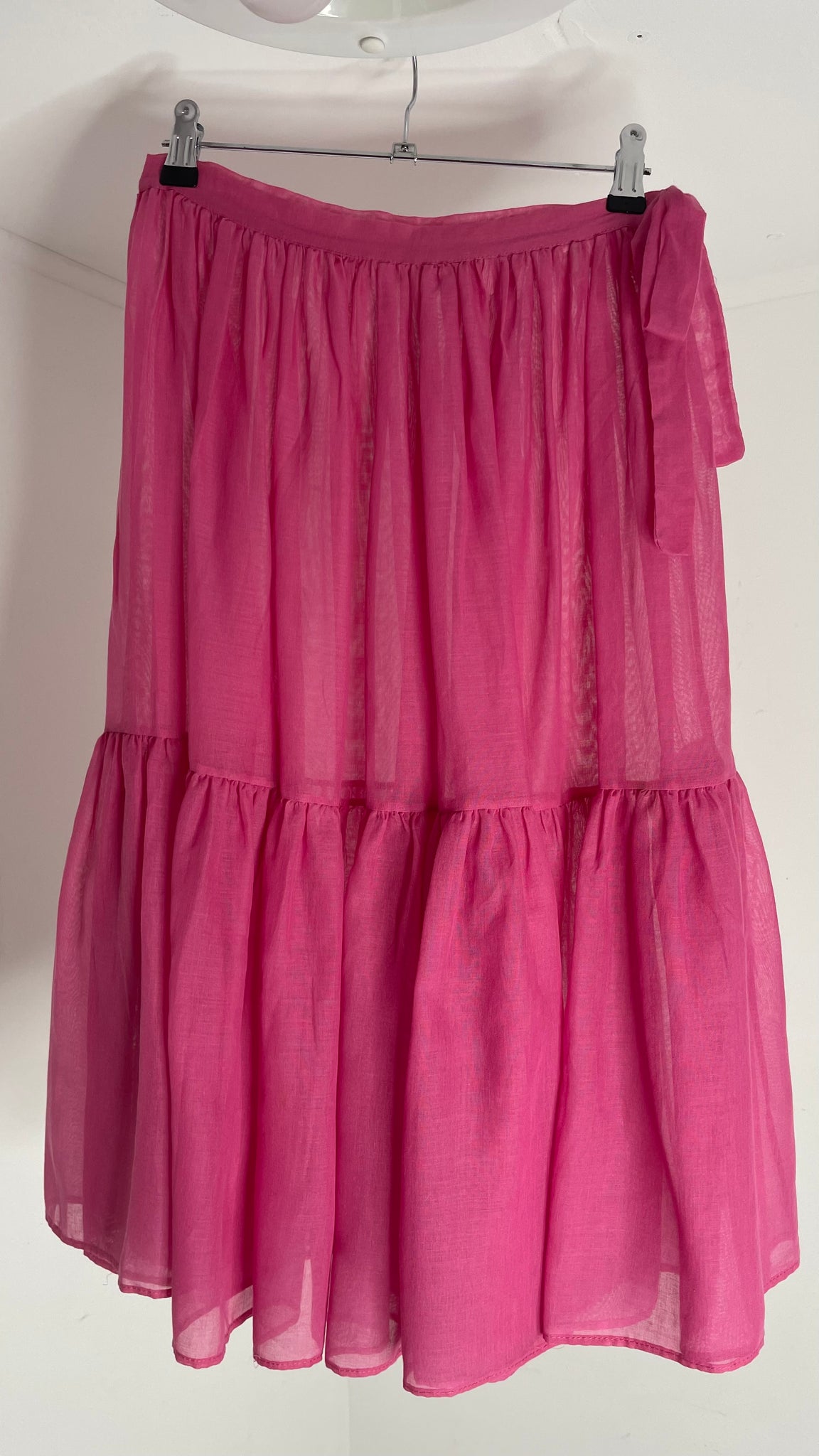 Sheer Fuchsia Tie Skirt M