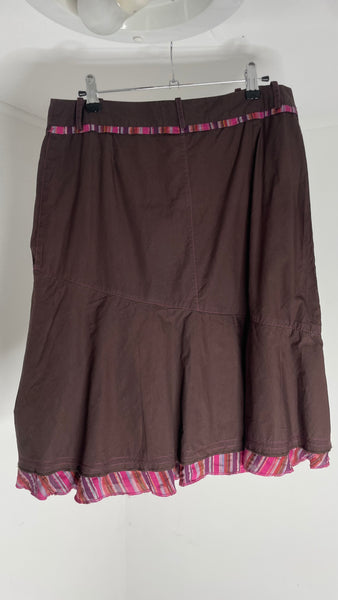 Pink Brown Ruche Skirt M