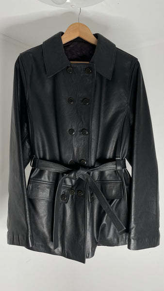 Leather Pea Coat M