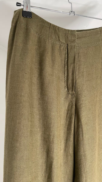 Olive Linen Trousers EU38