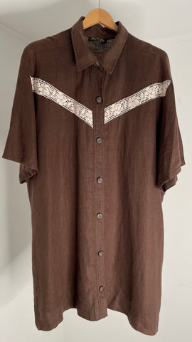 Lino Lace Brown Top XXL