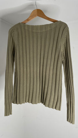 Olive Ribbed Top M