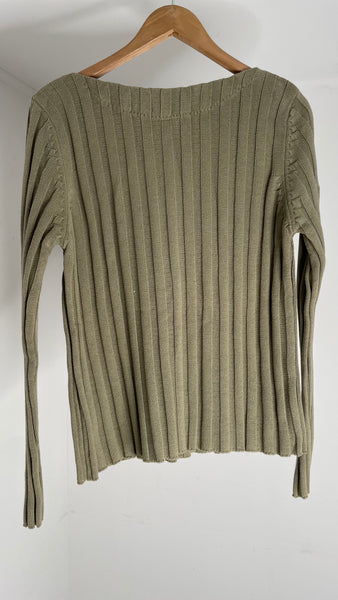 Olive Ribbed Top M