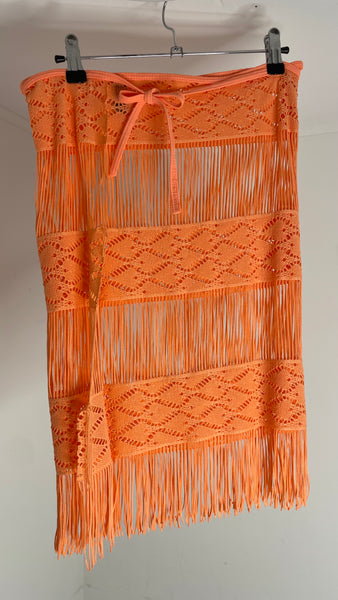 Coral Fringe Wrap Skirt OS