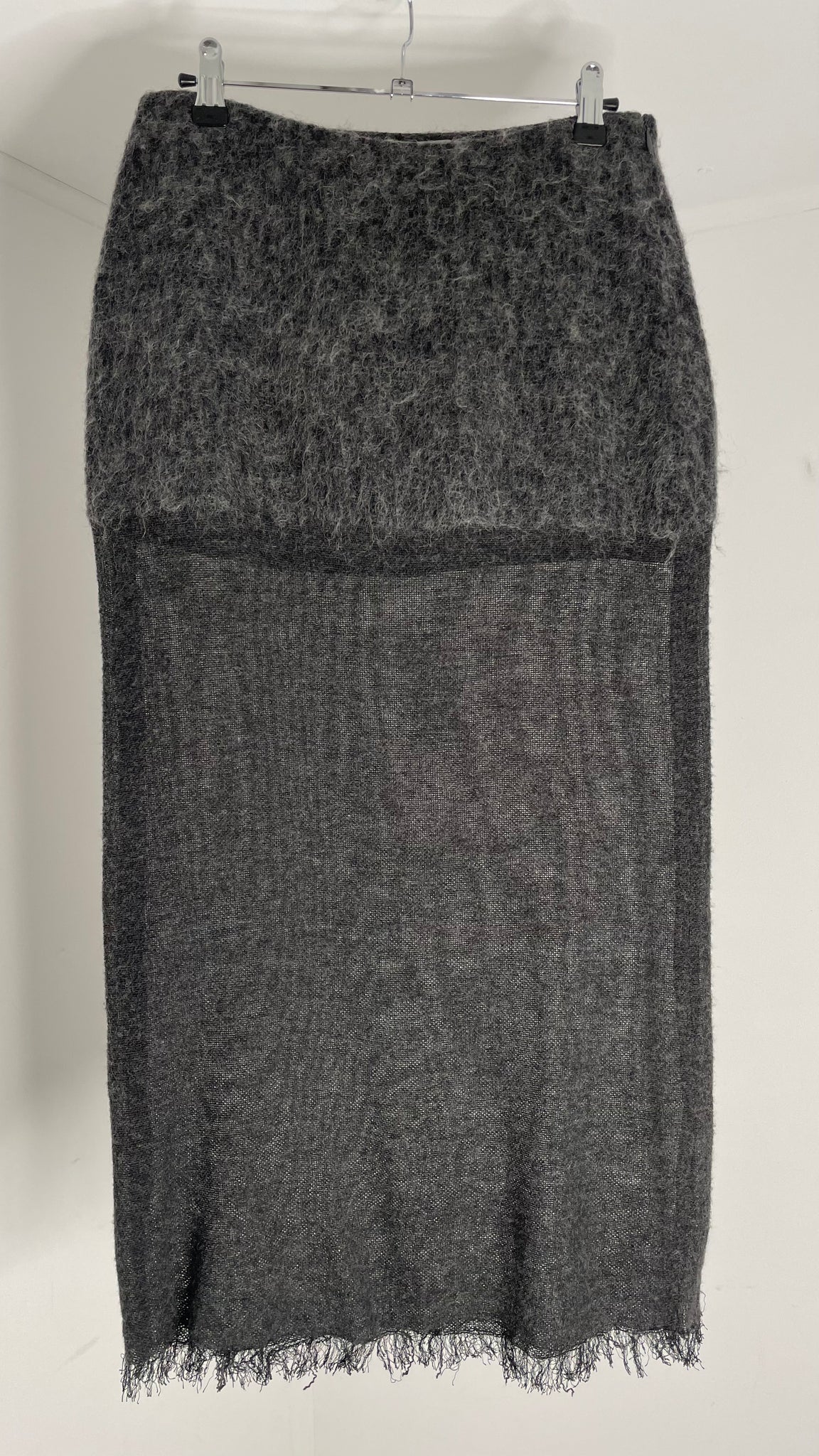 Grey Wool Sheer Skirt IT42
