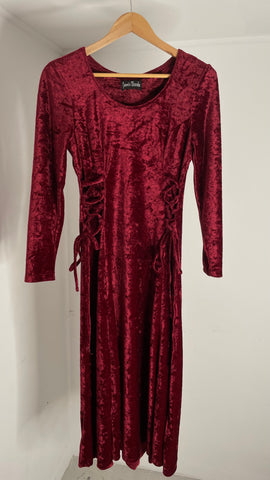 Red Velour Braid Dress M