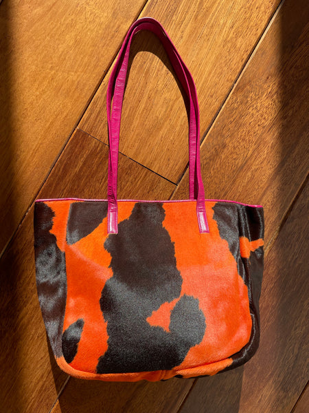 Pony Orange Pink Leather Bag