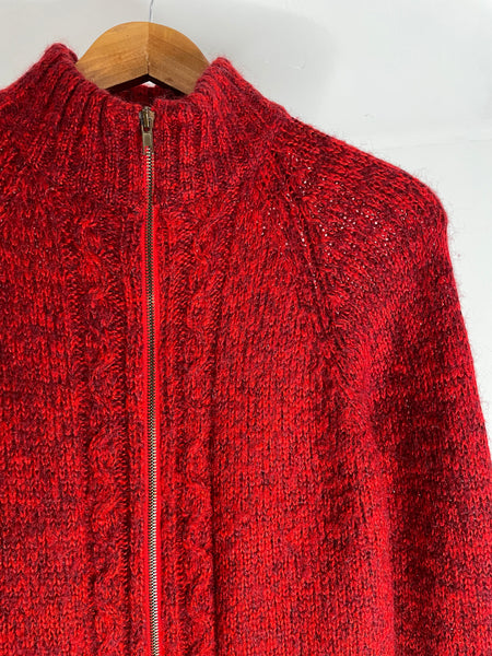 Vintage Prada Red Mohair Zip Sweater M