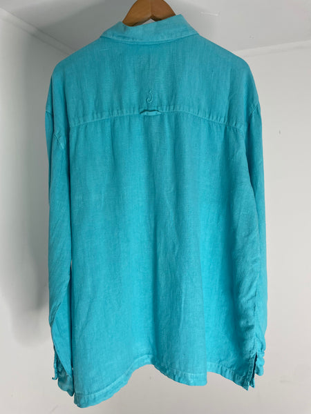 Turquoise Linen Top L