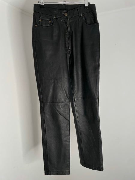 Black Pocket Leather Trouser 38