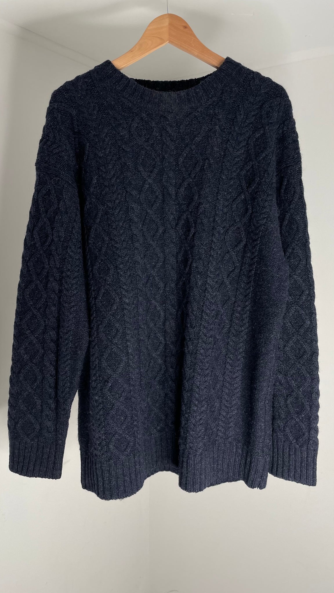 Navy Cable Knit Sweater L