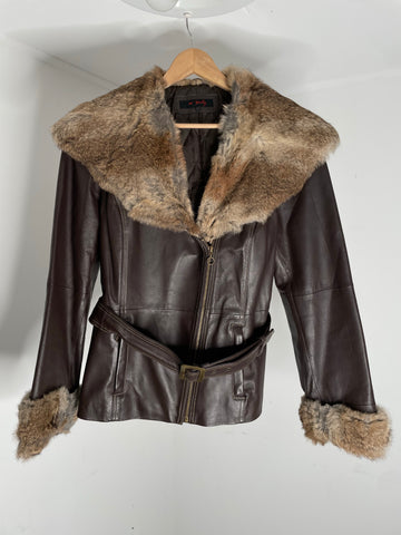 Mud Fur Leather Jacket L