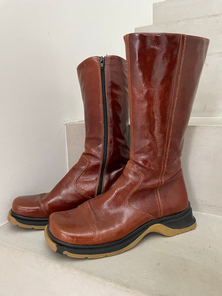 Patent Amber Square Boot 39