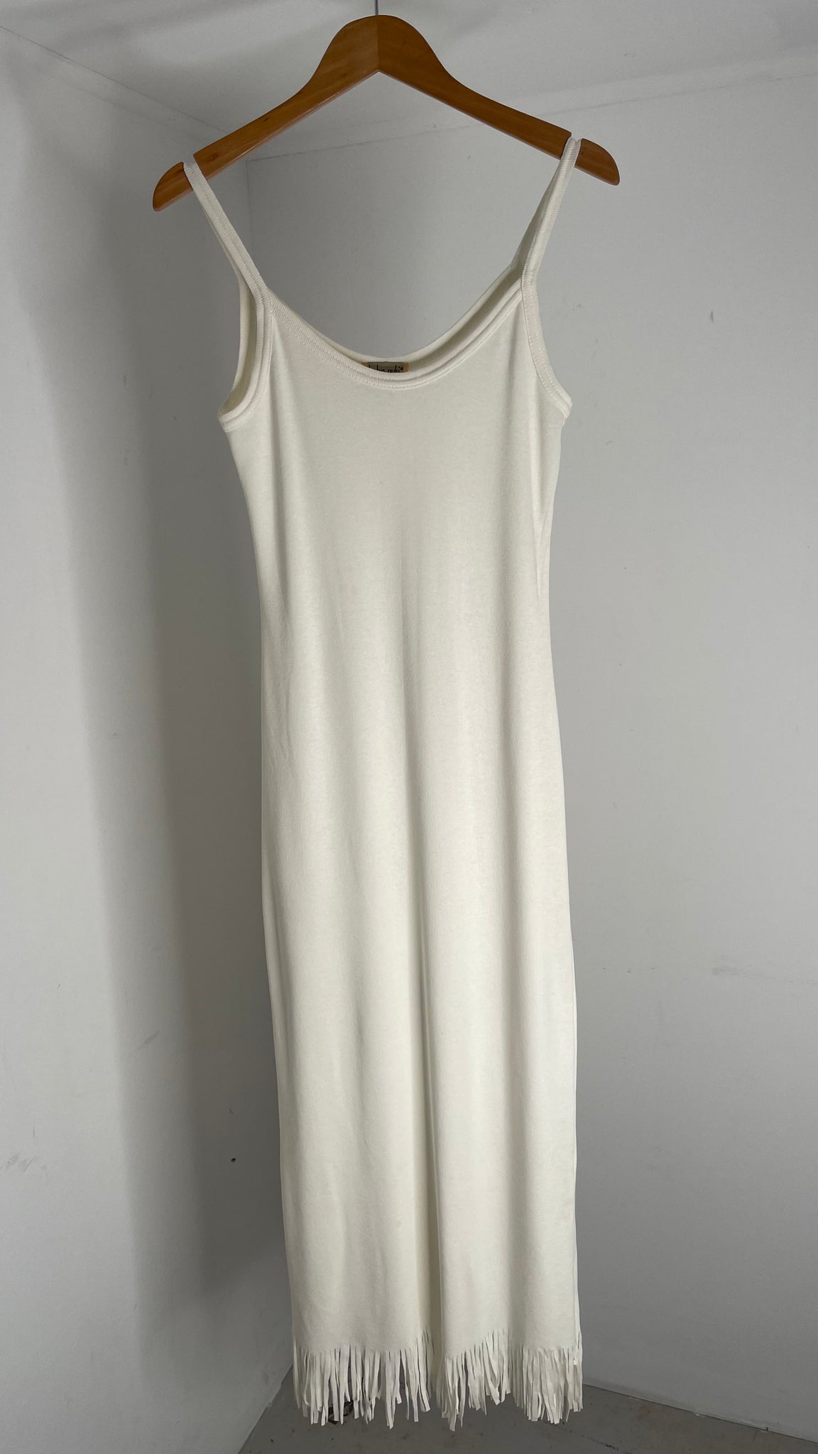 Fringe White Maxi Dress M/L
