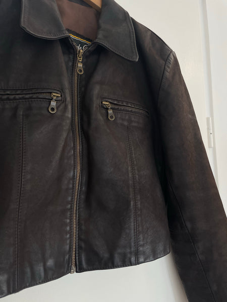 Deep Brown Leather Jacket 38