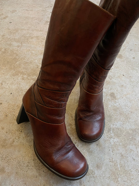 Brown Square Boots 40