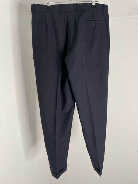 Navy Wool Pleat Trouser 46