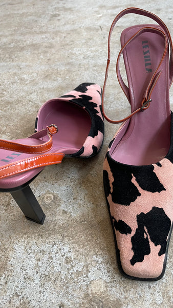 Le Silla Pink Cow Mules 38