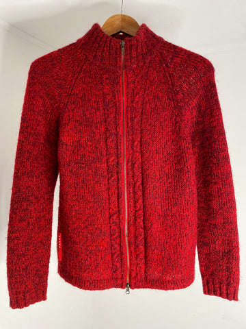 Vintage Prada Red Mohair Zip Sweater M