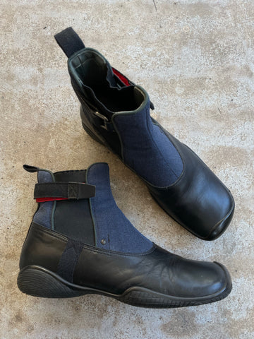 Prada Denim Leather Boots 40