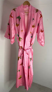 Pink Butterfly Silk Robe L