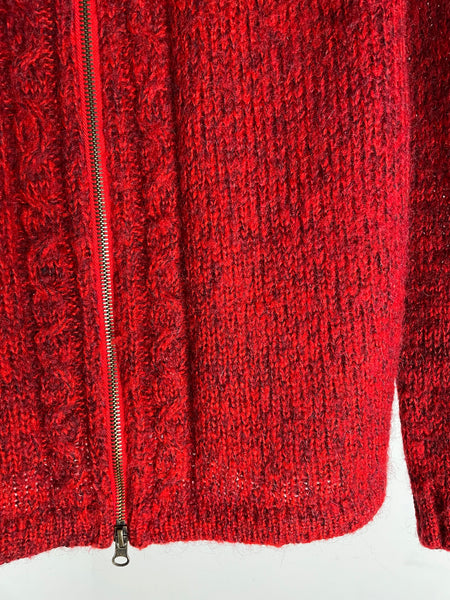 Vintage Prada Red Mohair Zip Sweater M