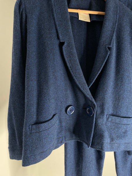 Blauw Wool Suit M