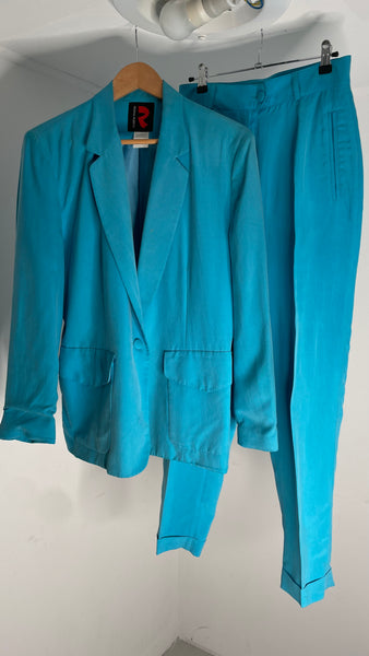 Turquoise Silk Suit M