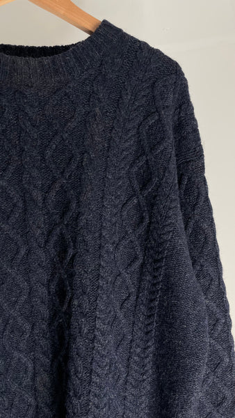 Navy Cable Knit Sweater L