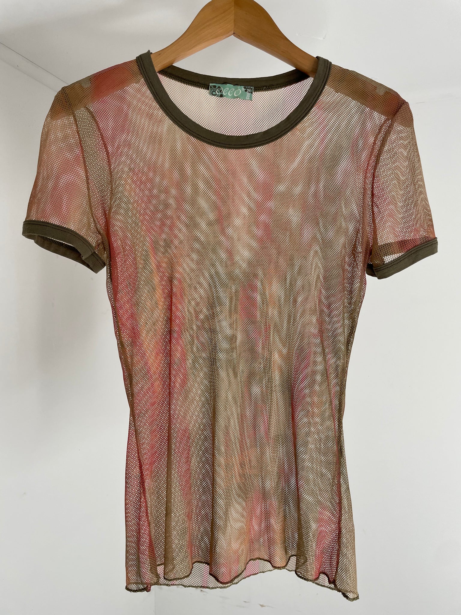 Olive Pink Mesh Top M