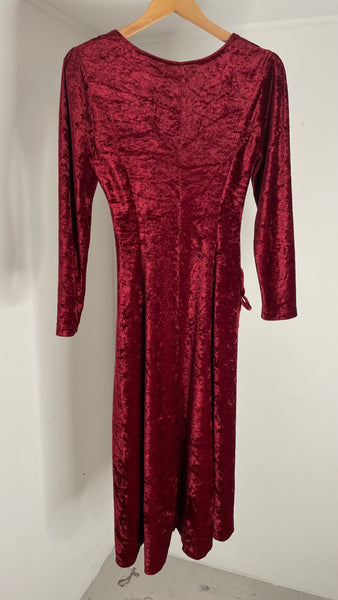 Red Velour Braid Dress M