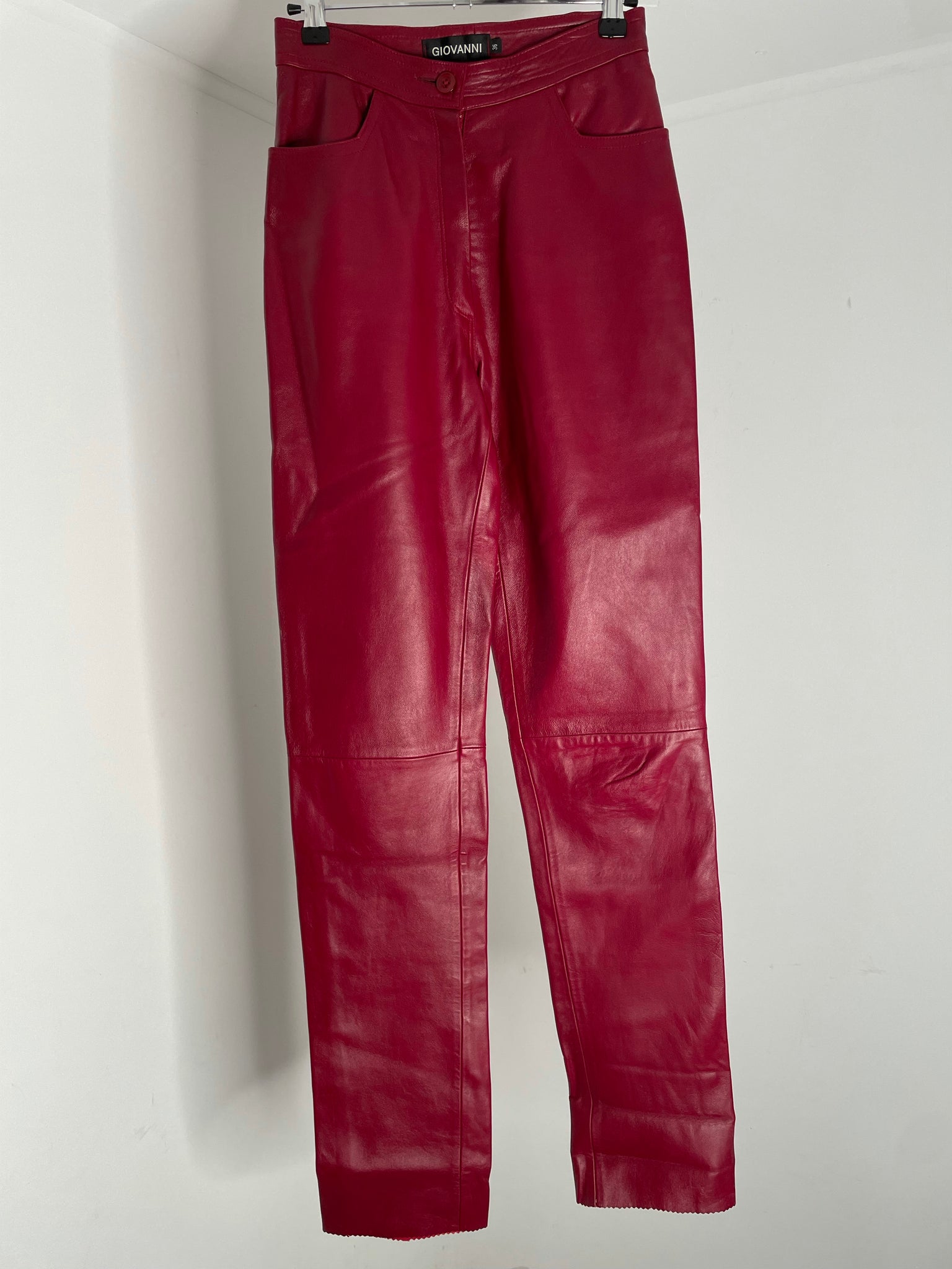 Cherry Red Leather Trouser 36