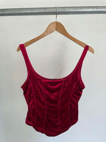 Cosabella Red Velour Top L