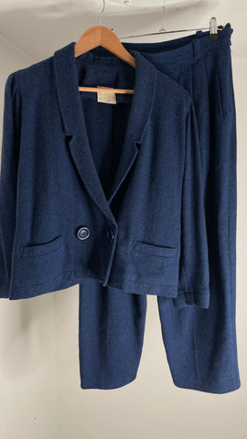 Blauw Wool Suit M