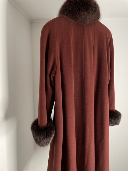 Chocolate Wool Fur Coat 42