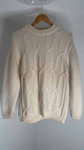 Cream Cable Knit Sweater S