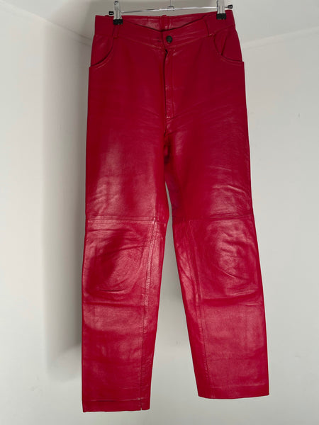 Fire Red Leather Trouser 36