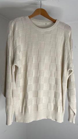 Check Cotton Sweater L