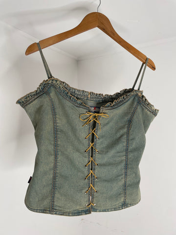 Denim Suede Tie Top L