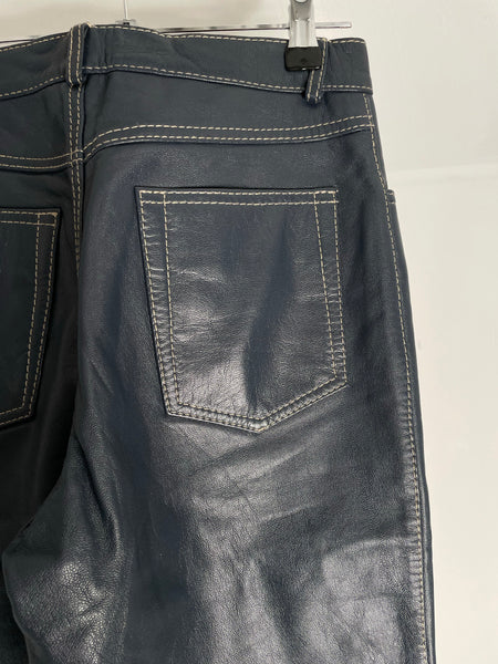 Midnight Blue Leather Trouser 38