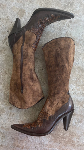 Brown Rep Suede Boots 39