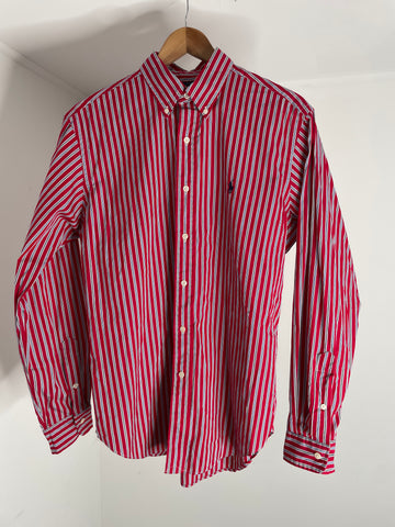 Polo Red Stripe Button Shirt M