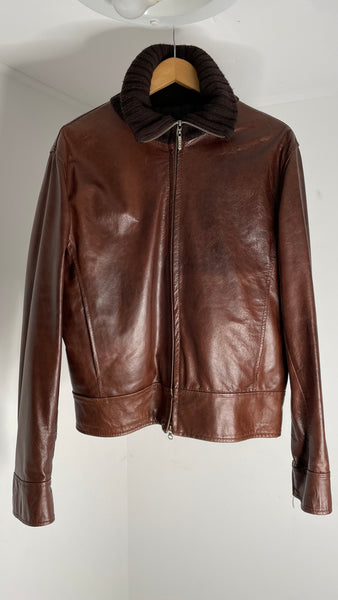 Knit Leather Jacket IT50