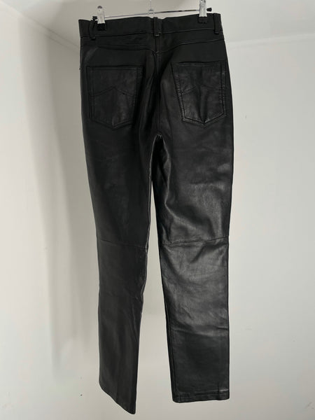 Black Pocket Leather Trouser 38