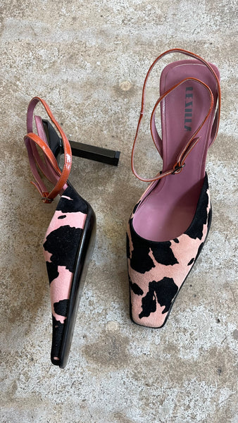 Le Silla Pink Cow Mules 38